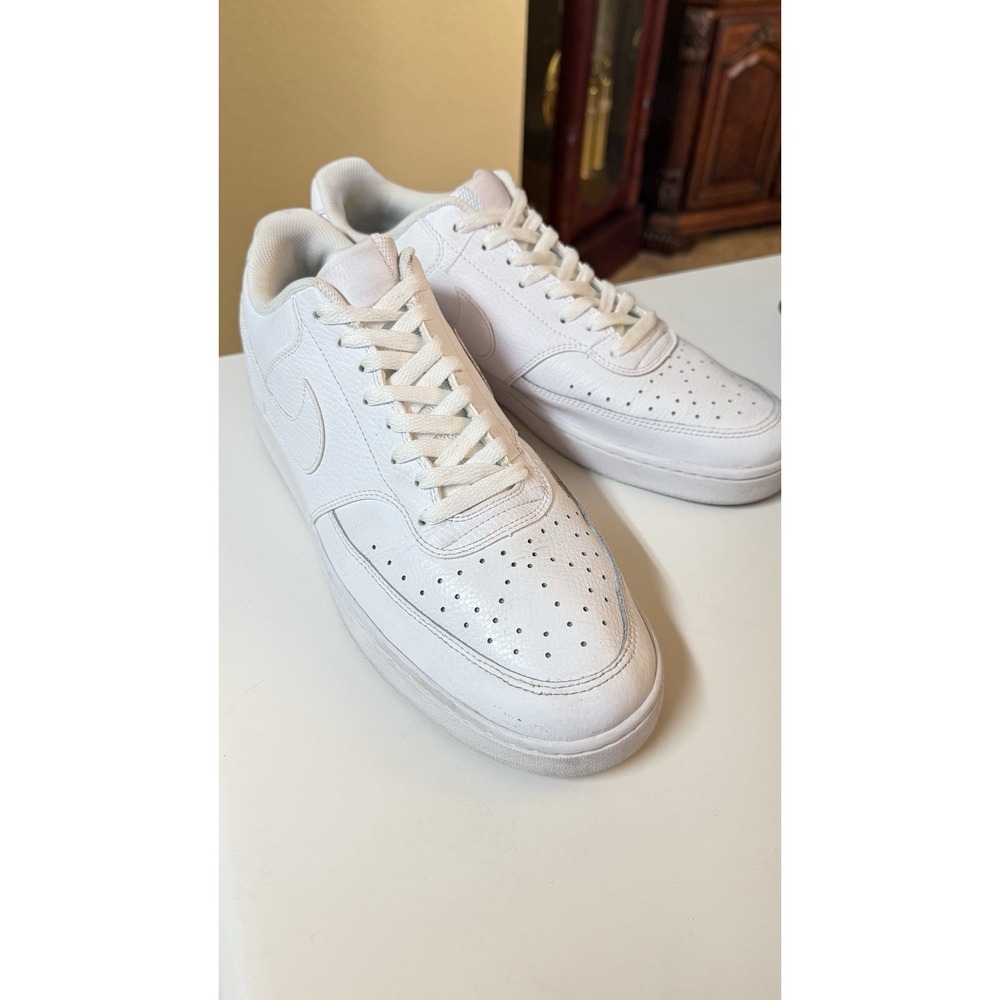 Nike Court Vision Low Men's Sneakers‎ Shoes Size 12 Triple White Leather